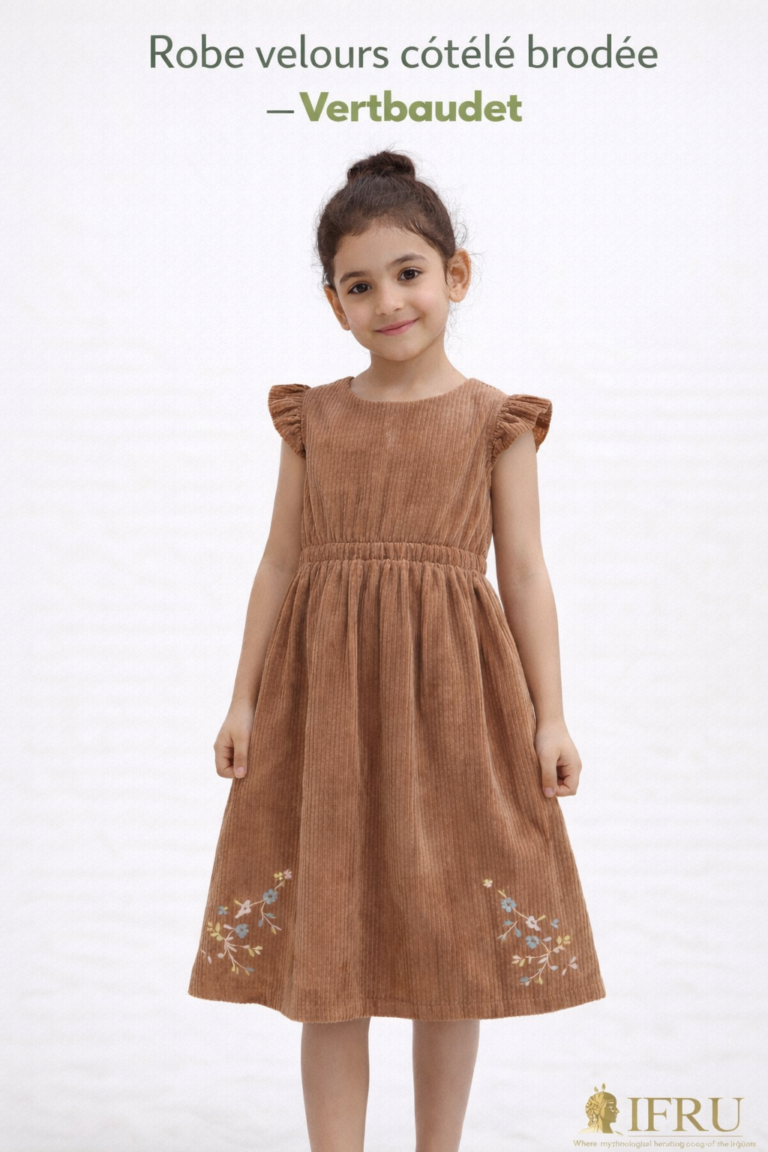 Robe velours brodée – Vertbaudet
